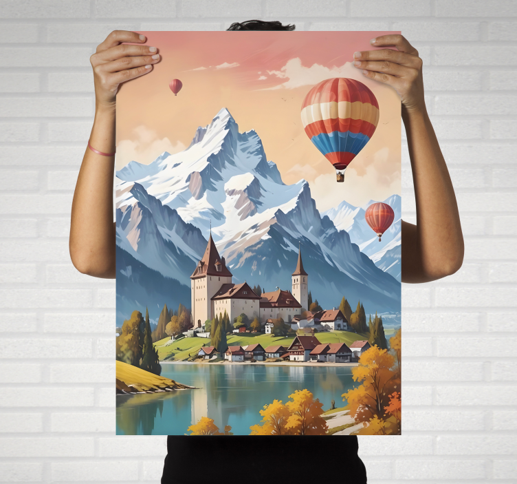 Stadt "Chateau D'Oex" landscape poster - TenStickers