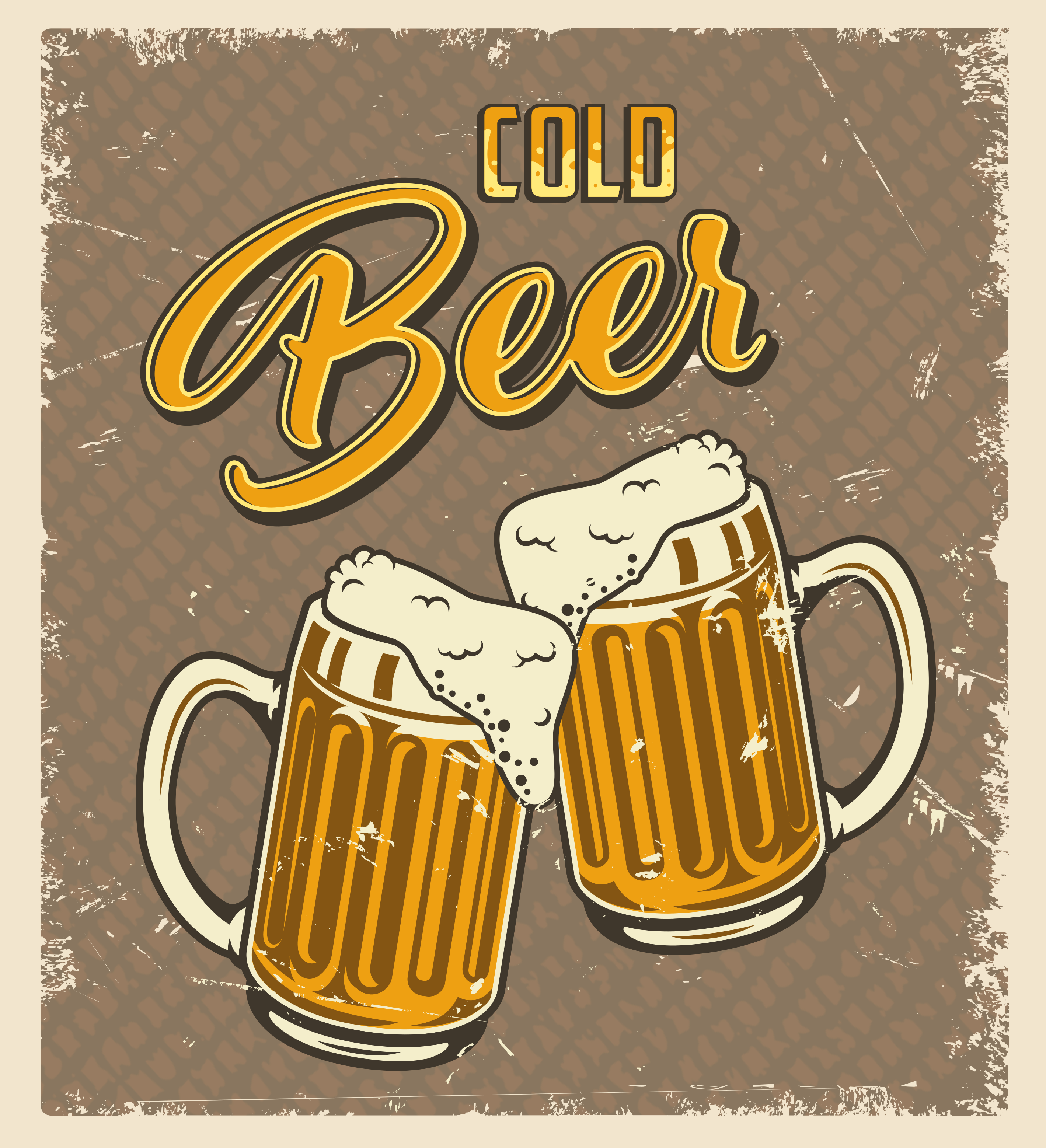 Kitchen poster cold beer vintage distressed design - TenStickers