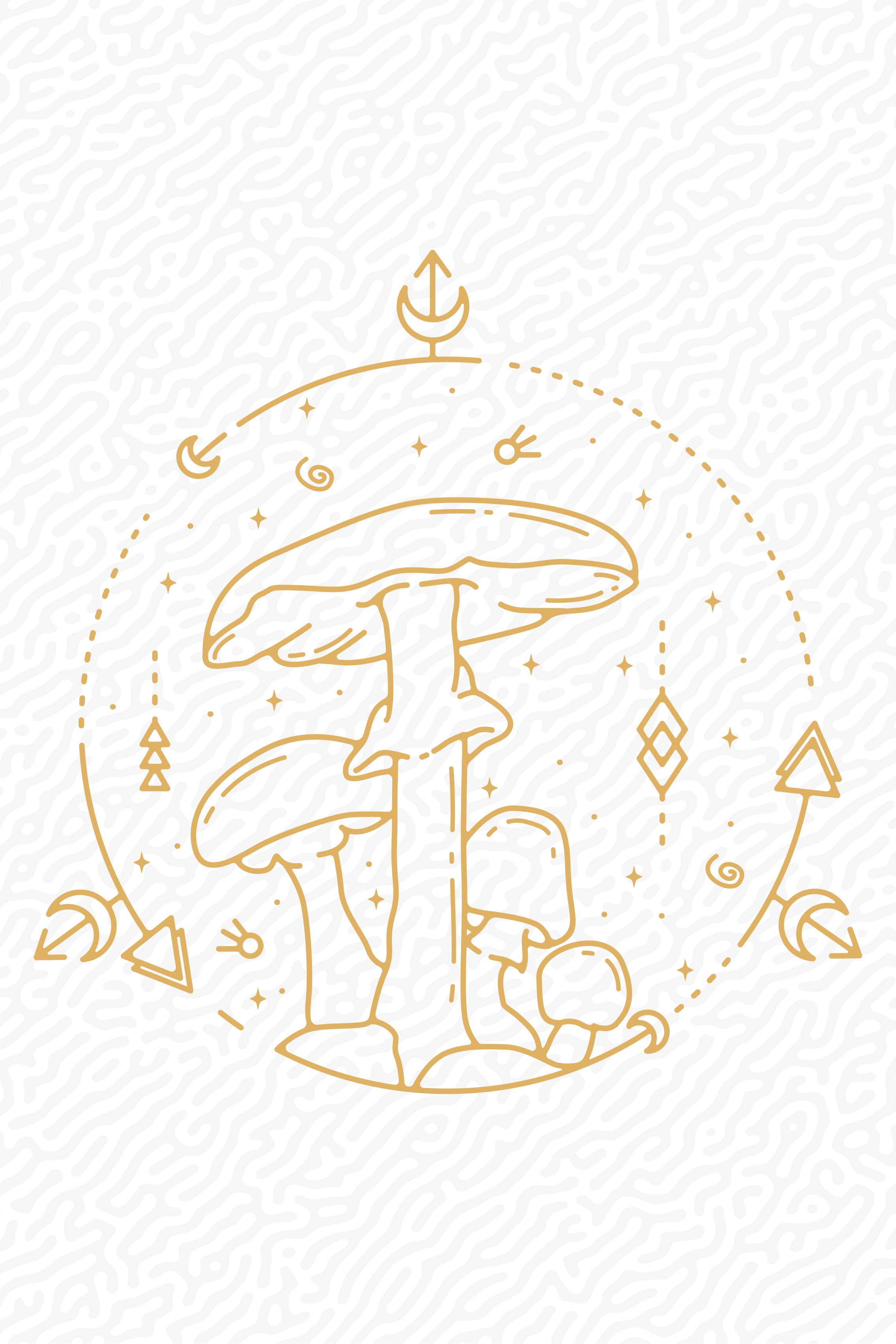 Kitchen poster geometric mushroom monoline design - TenStickers