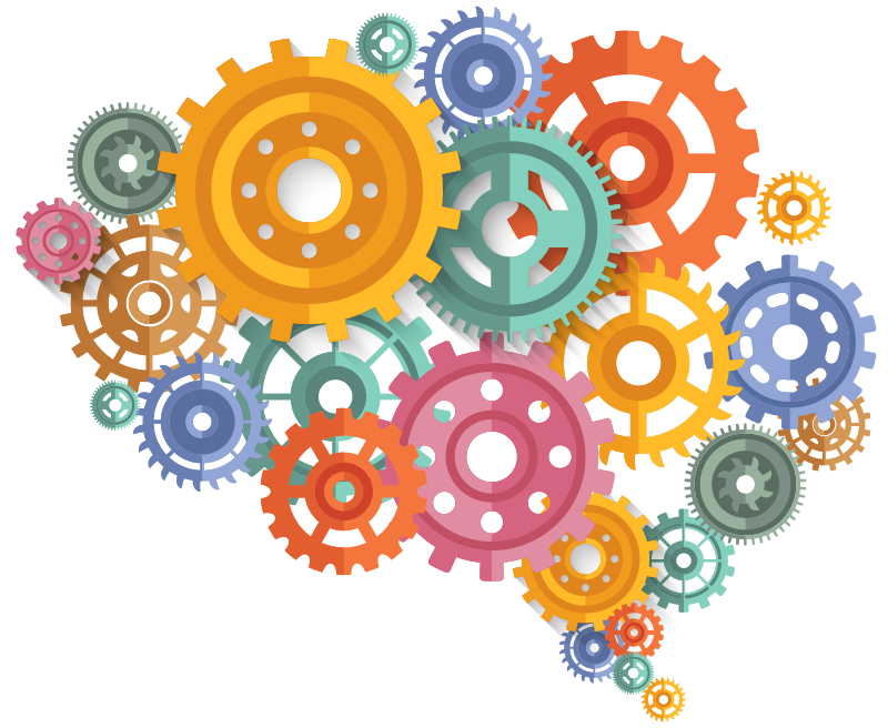 Office poster brain colored cogs - TenStickers