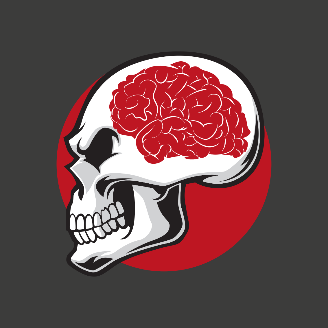 Poster for teenager red skull with brain - TenStickers