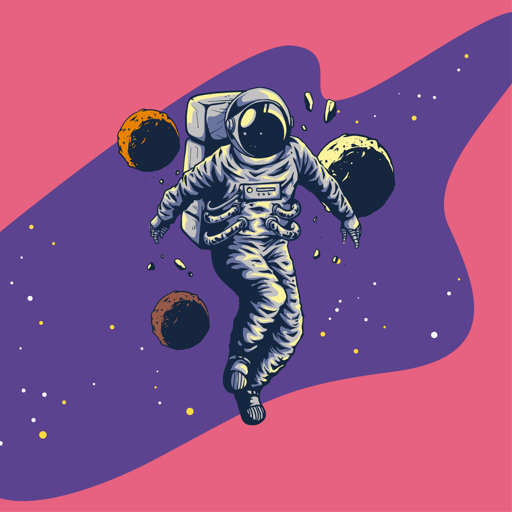 Poster for teenager hand drawn flying astronaut - TenStickers