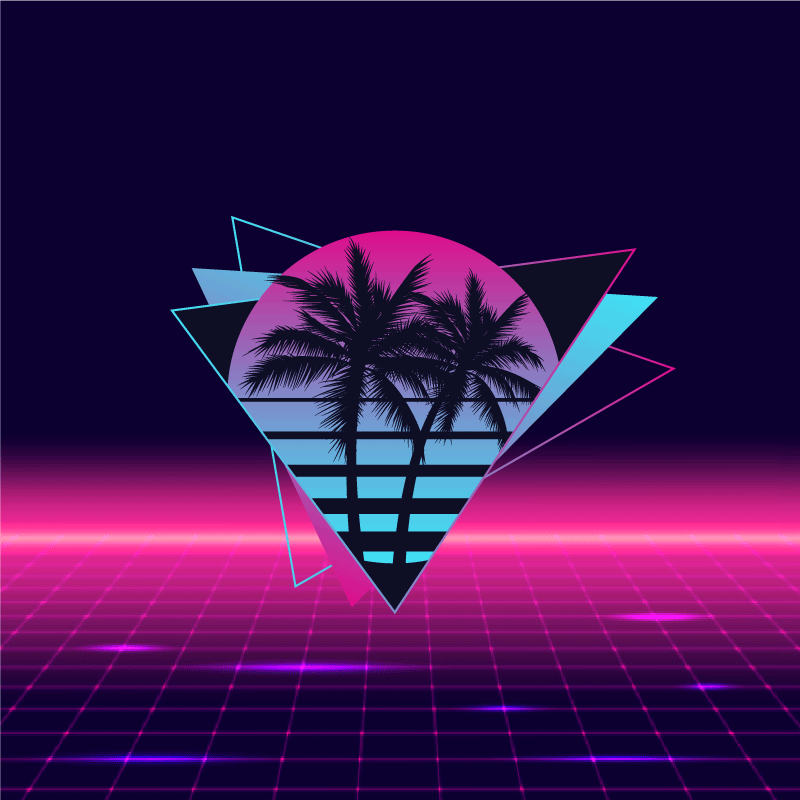 Living room poster vaporwave style palm tree art - TenStickers