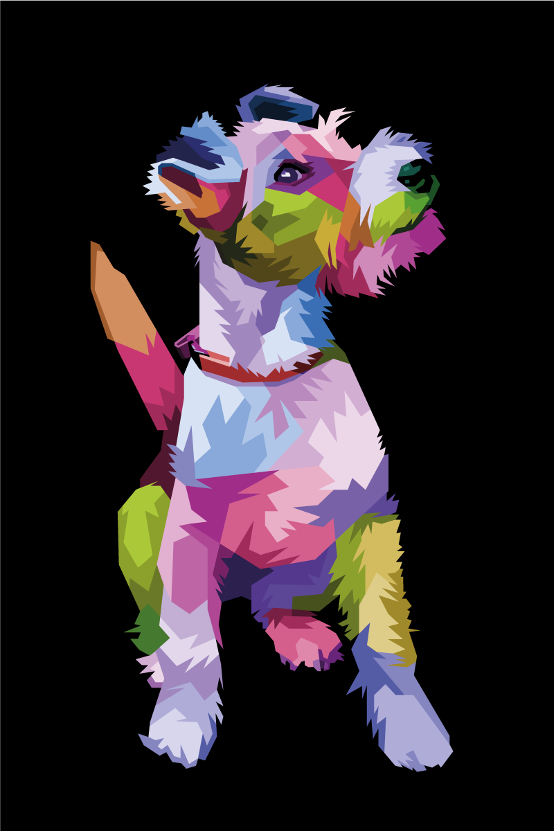 Living room poster geometric fox terrier art - TenStickers