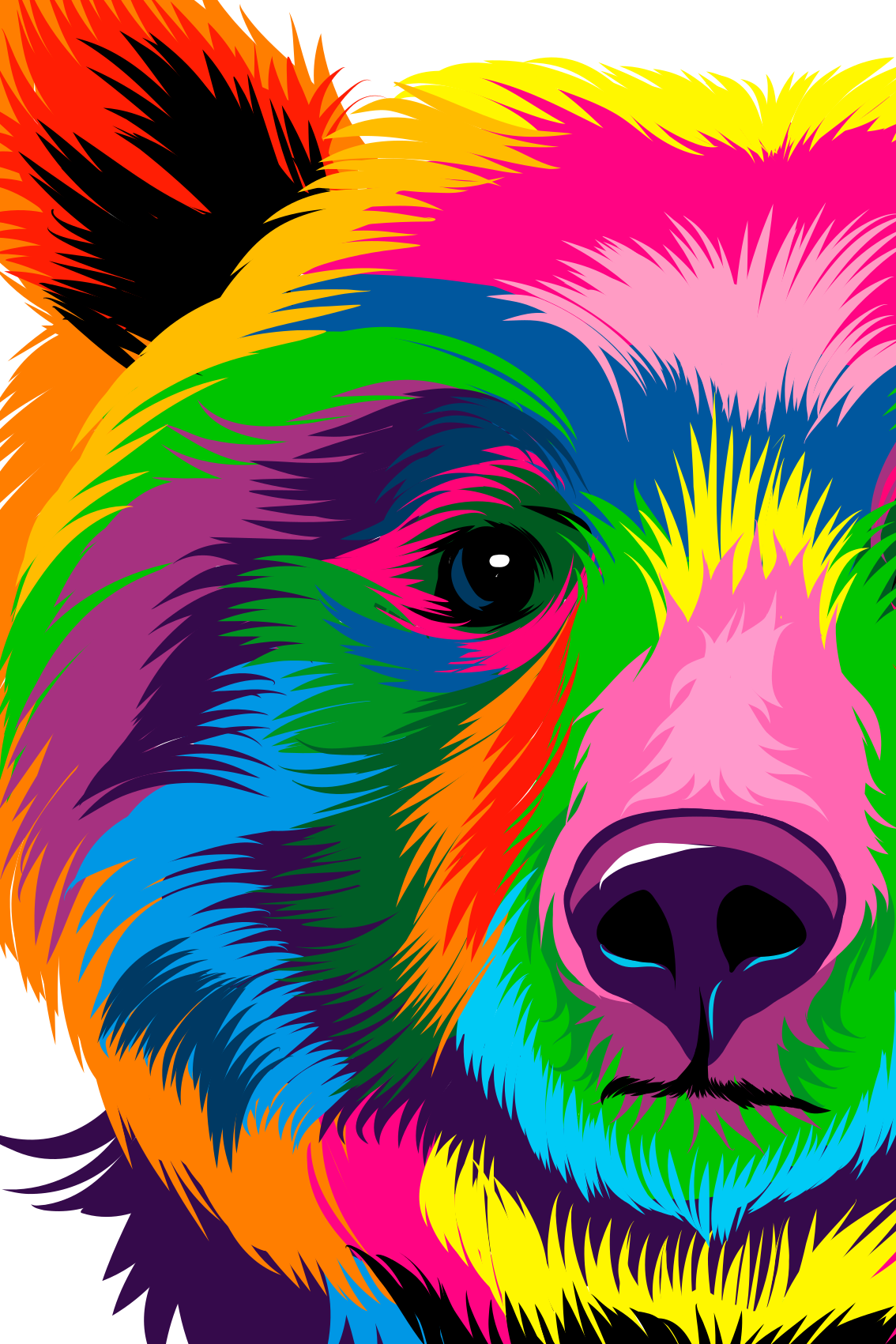 Living room poster colorful bear art print - TenStickers