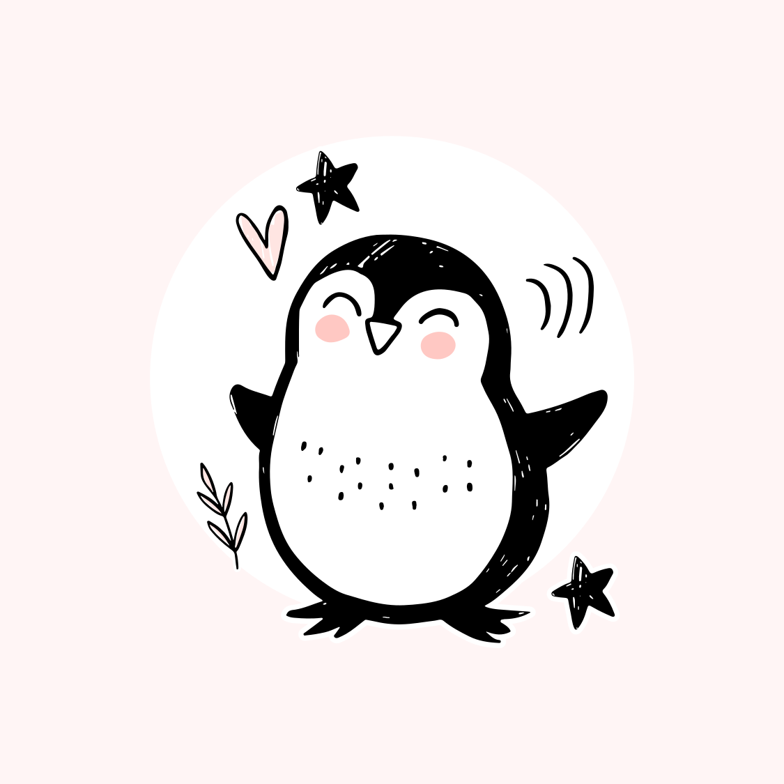 Nursery poster cute drawn baby penguin doodle - TenStickers
