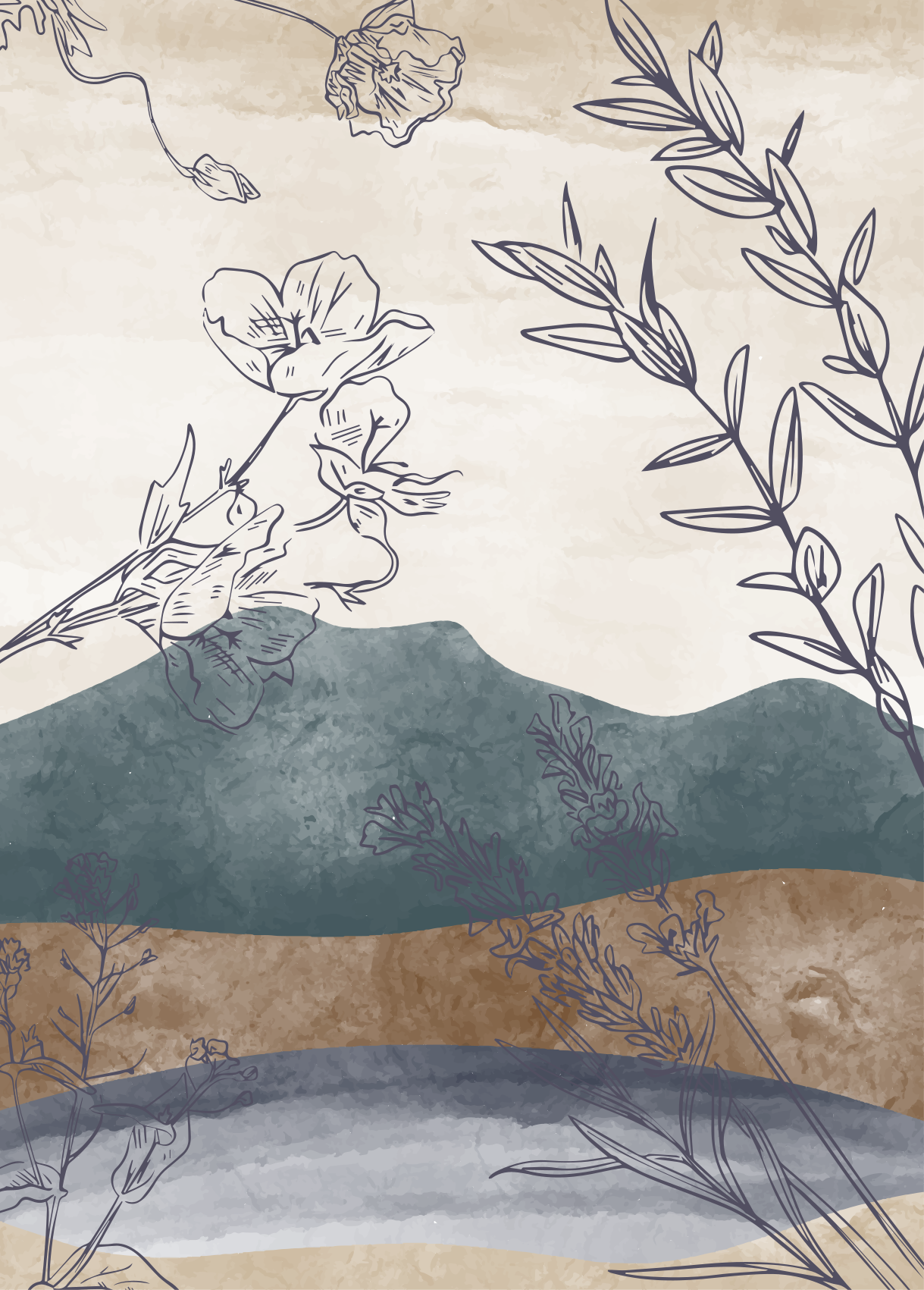 Flowers poster botanical silhouette print - TenStickers