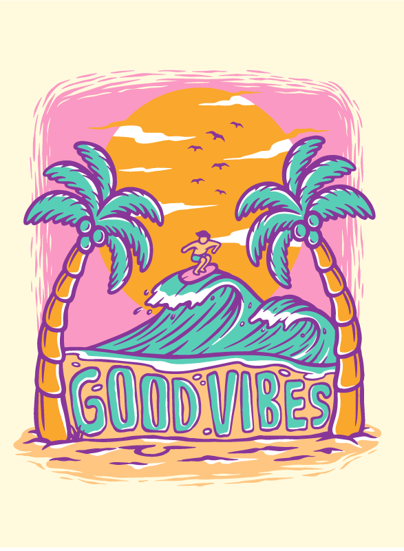 Good vibes surf poster for teenager - TenStickers