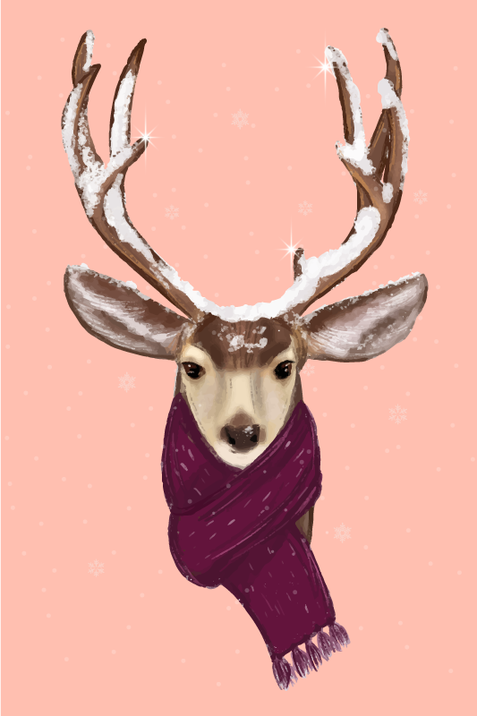 Christmas poster with christmas deer illustration - TenStickers