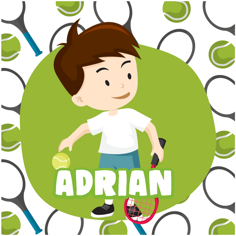 Kid tennis player sports poster with name - TenStickers