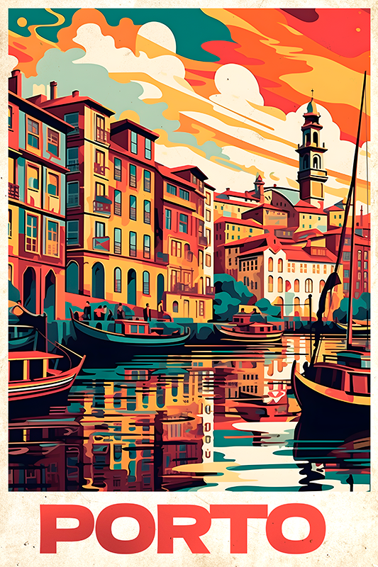 City poster oporto vintage print - TenStickers