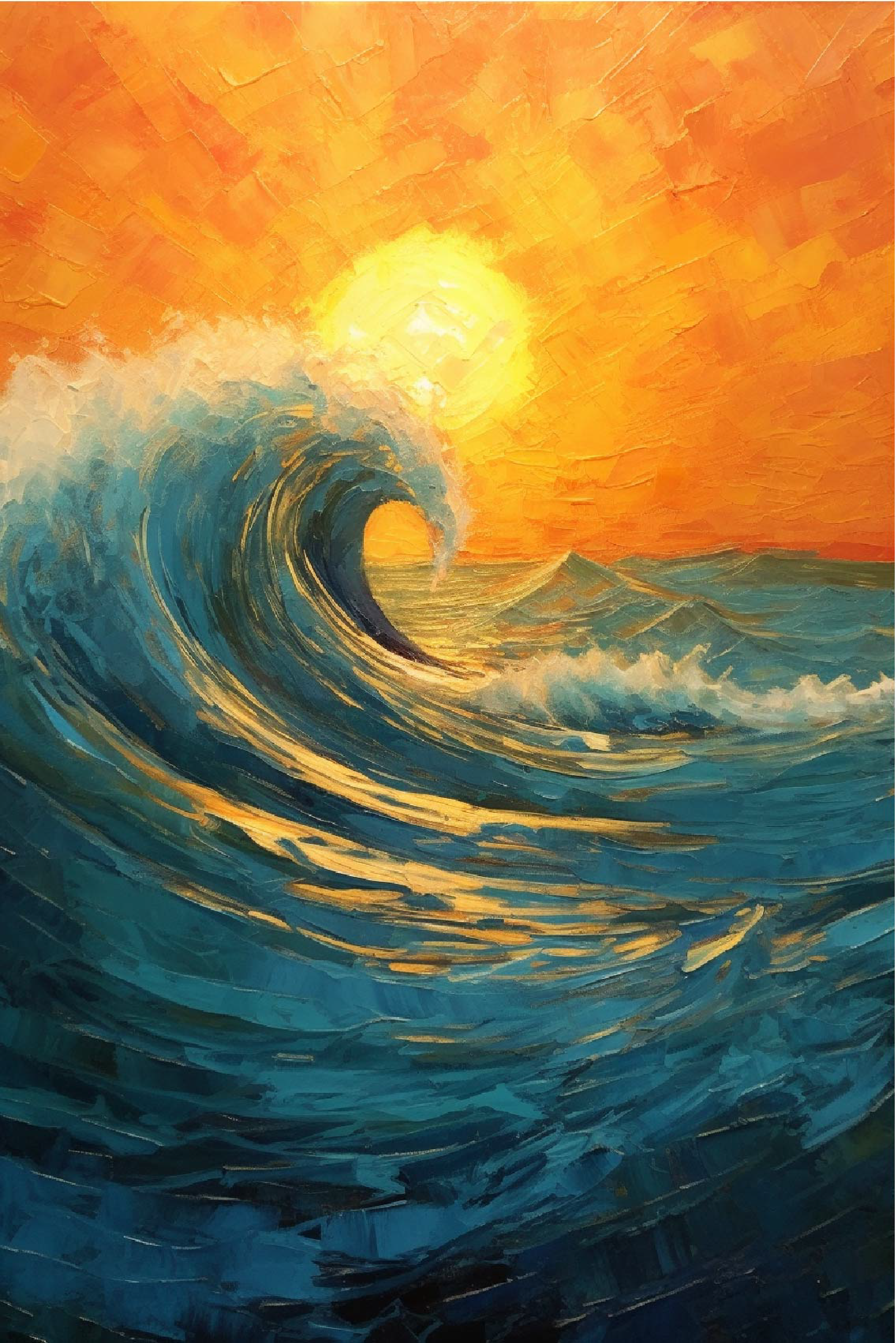 Landscape poster sunrise wave art print - TenStickers