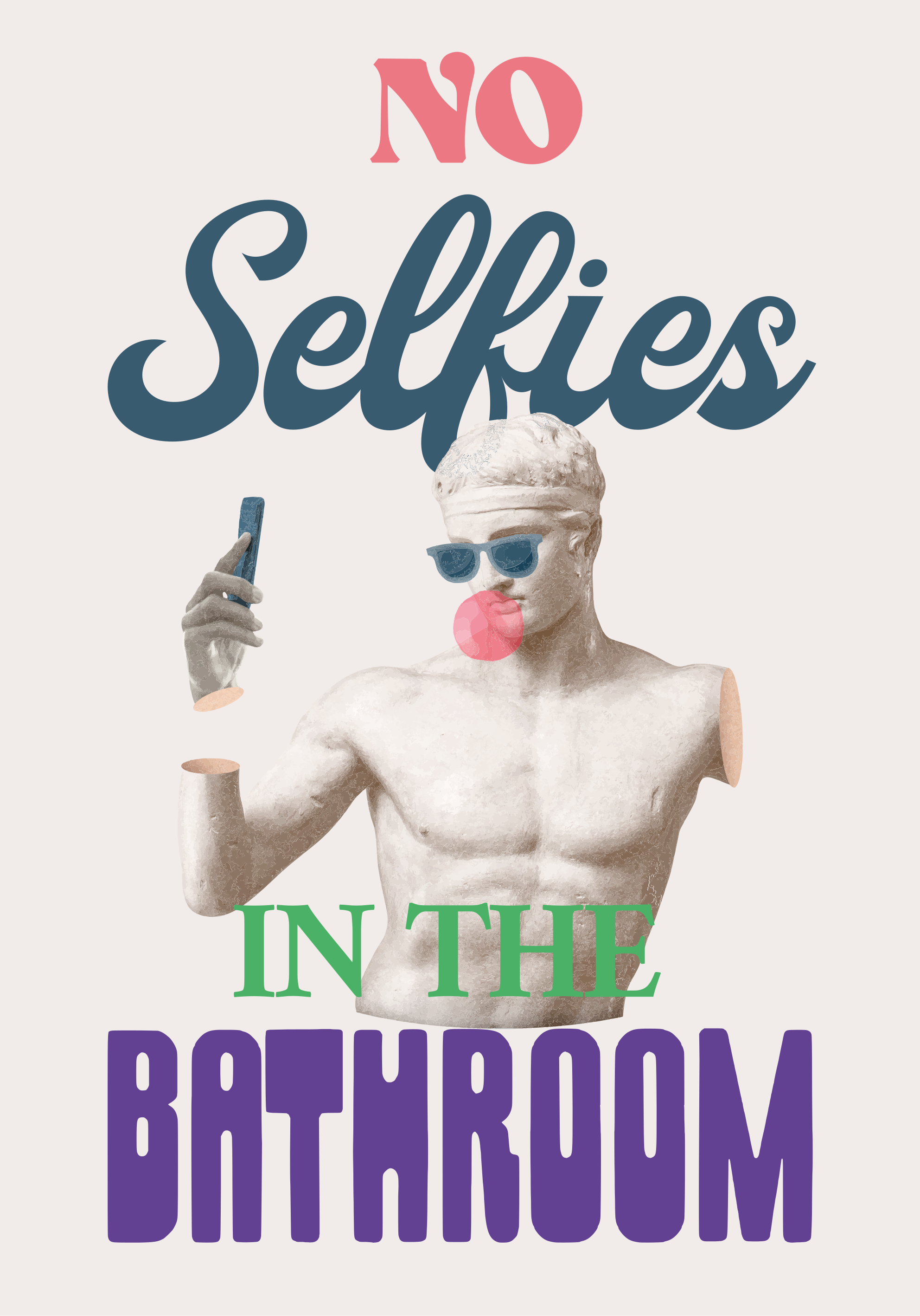 No selfies bathroom poster - TenStickers