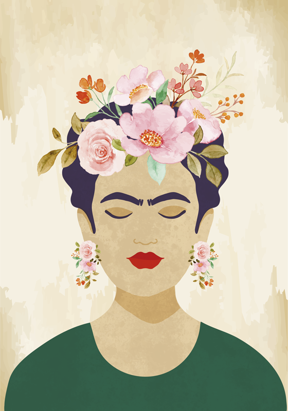 Woman with Flowers art poster - TenStickers