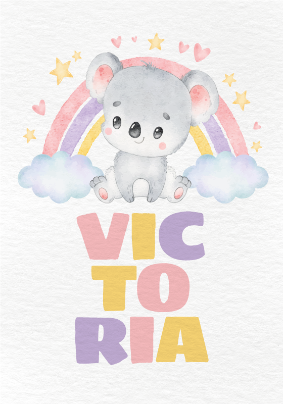 Koala and Rainbow = Koala and Rainbow nursery poster - TenStickers