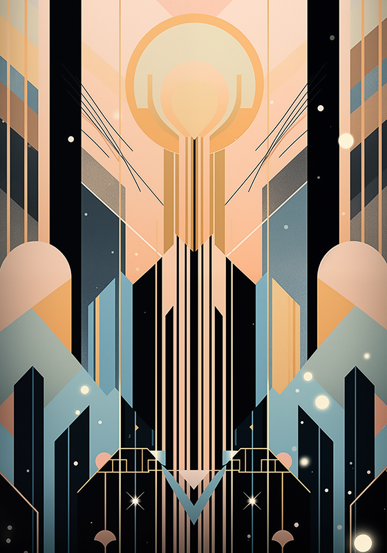 Pink and blue shapes Art Déco poster - TenStickers