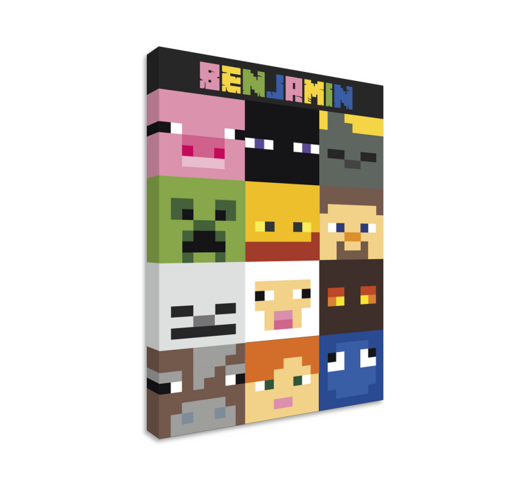 Gaming pixeled faces custom canvas print - TenStickers