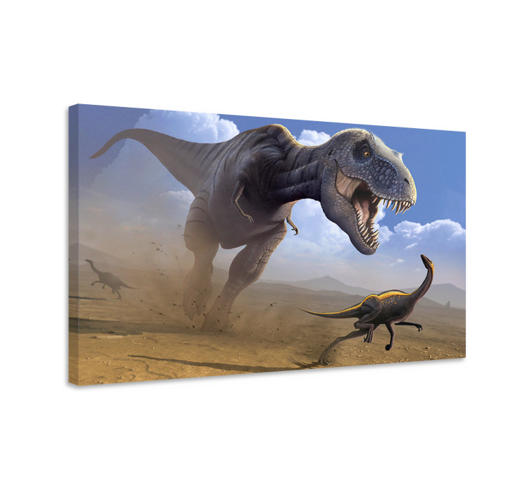 T-Rex hunting dinosaur canvas wall art - TenStickers