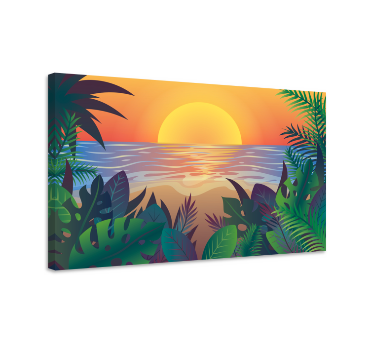 Tropical Sunset Panorama landscape canvas - TenStickers