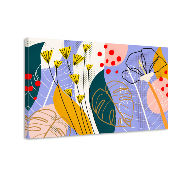 Colorful flowers and leaves canvas print - TenStickers