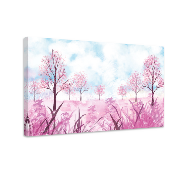 Flowers canvas pink blossom landscape - TenStickers