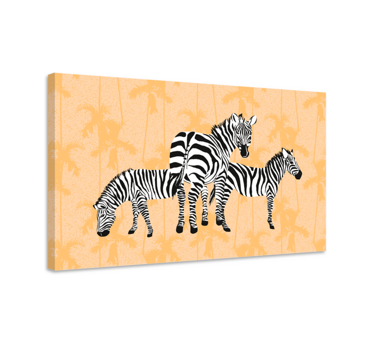 Animal canvas wall art zebra trio display - TenStickers