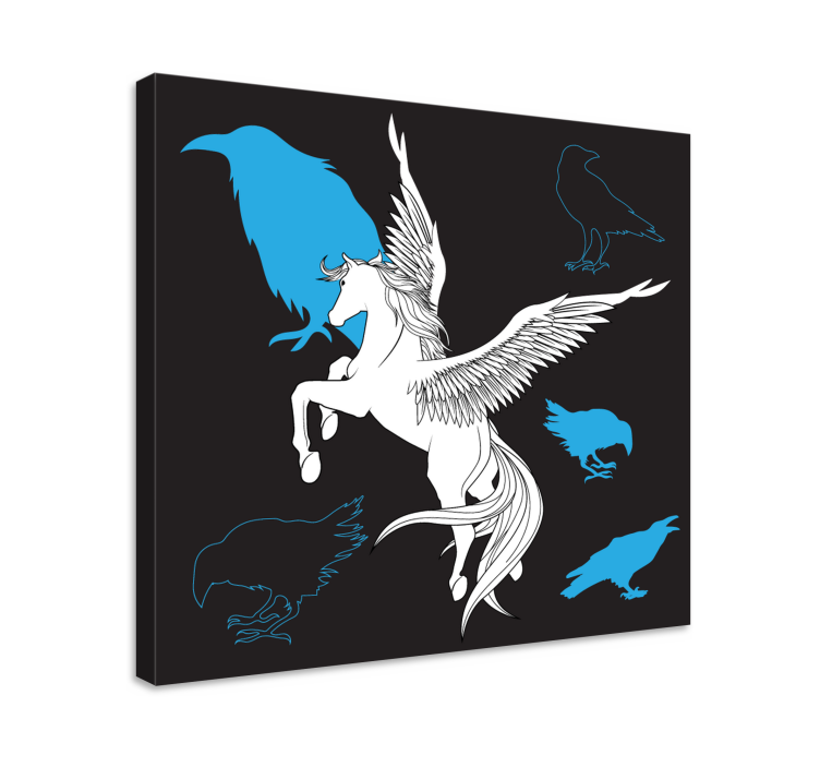 Dinosaur canvas wall art mythical pegasus flight - TenStickers