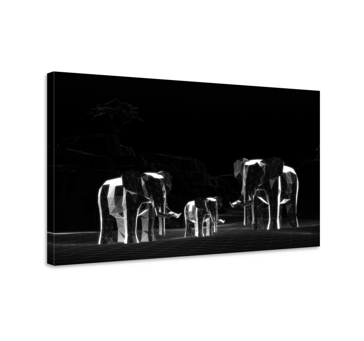 Gray elephants 3D effect elephant canvas - TenStickers