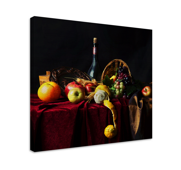 Fruit canvas wall art golden fruit arrangement - TenStickers