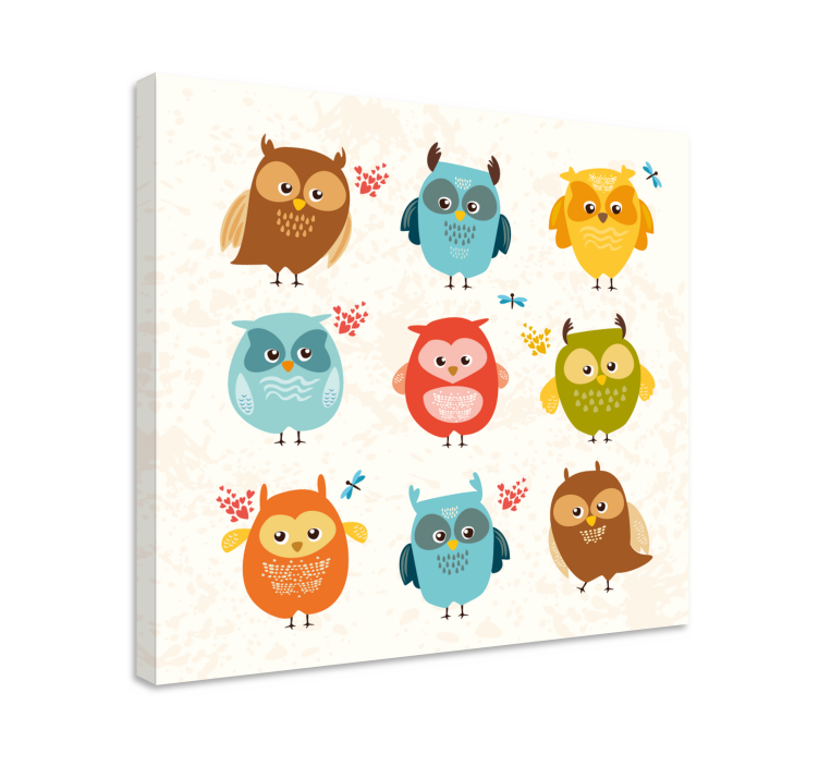 Baby owl pattern bird canvas art - TenStickers