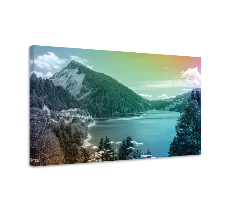Landscape canvas mountain lake scene - TenStickers