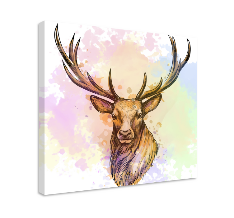 Paint splash stag canvas art - TenStickers