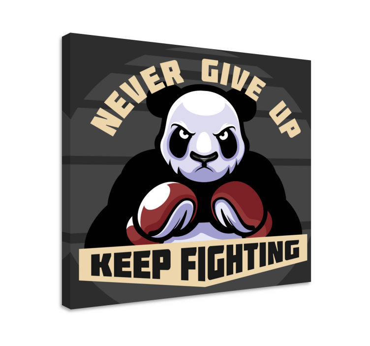 Panda boxing motivation animal canvas wall art - TenStickers