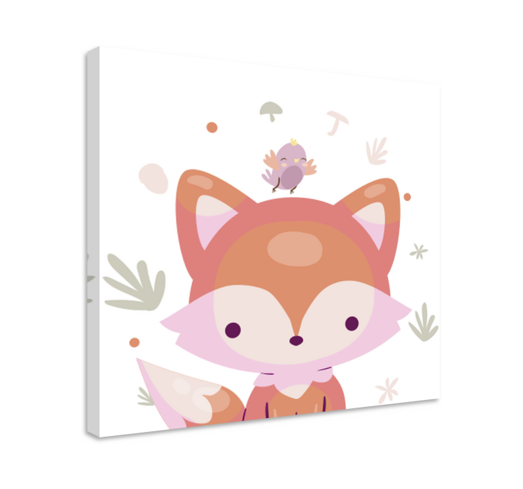 Animal canvas wall art cute fox design - TenStickers