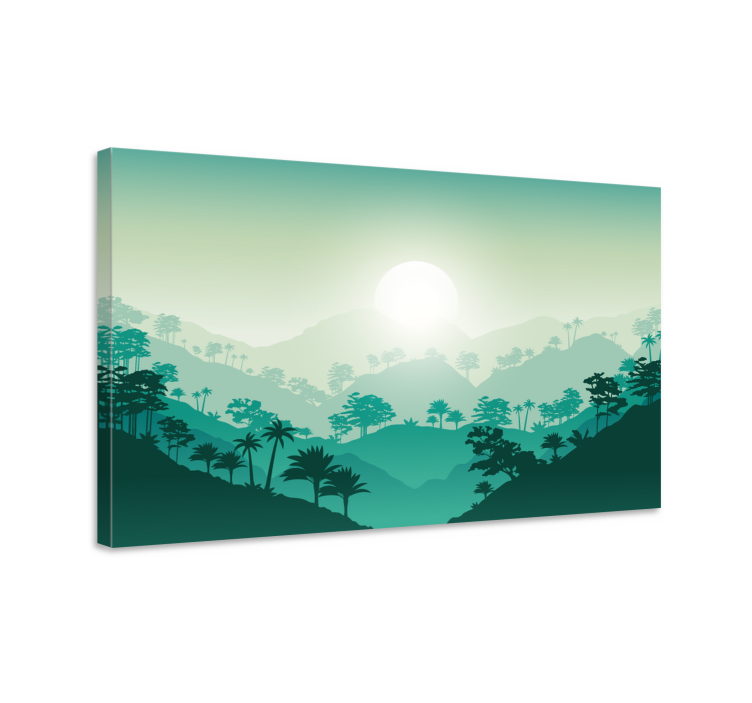 Misty mountain sunrise landscape canvas - TenStickers