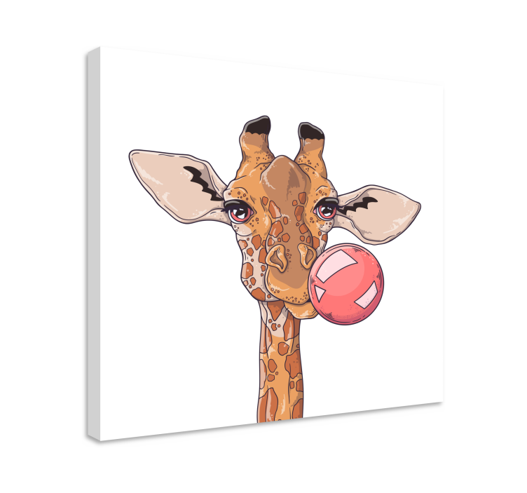 Animal canvas wall art giraffe with bubble - TenStickers