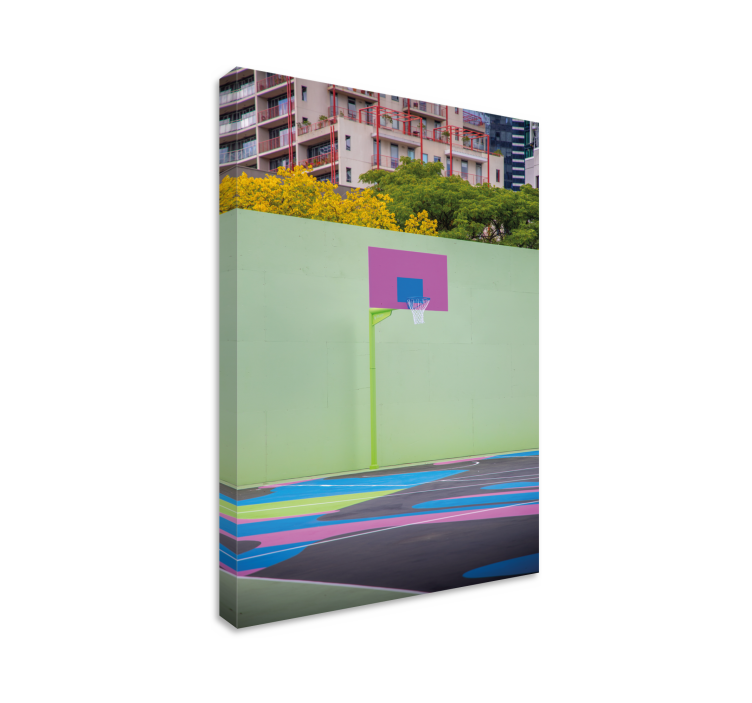 Sports canvas art colorful basketball court - TenStickers