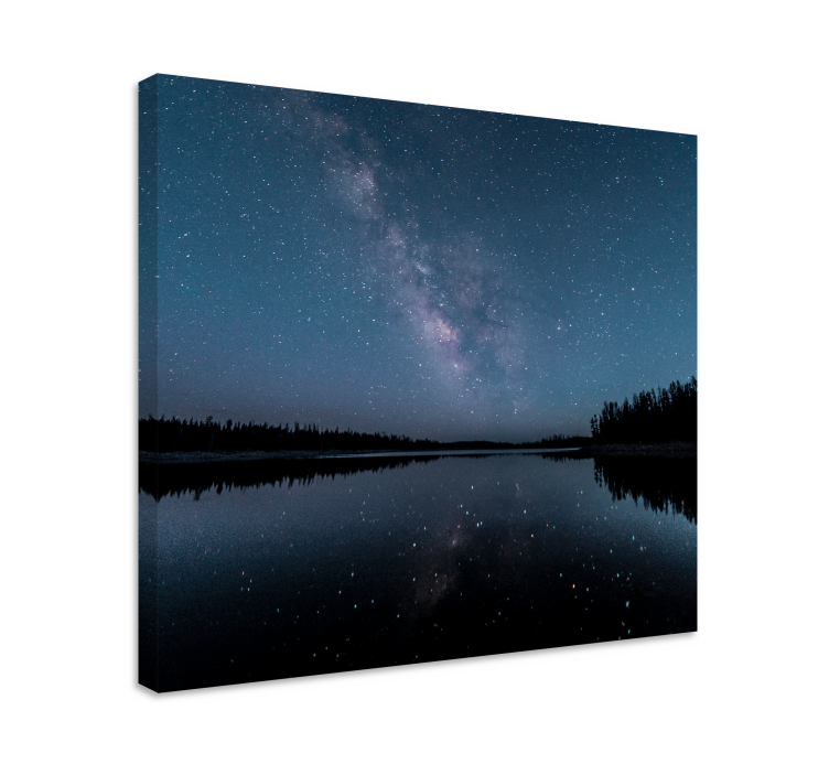Landscape canvas starry night reflection - TenStickers