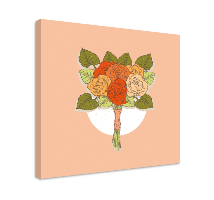 Flowers canvas bouquet of roses - TenStickers