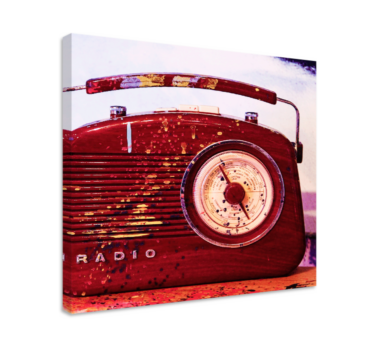 Red vintage radio retro canvas art - TenStickers
