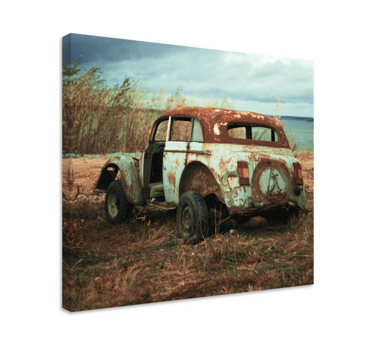 Retro canvas rusty classic car art print - TenStickers