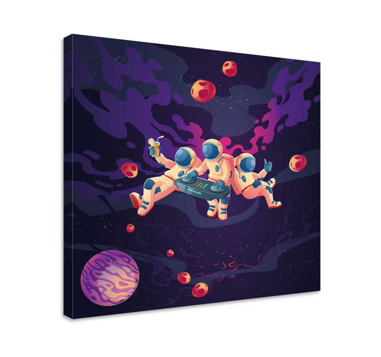 Video game canvas wall art astronauts playing together - TenStickers
