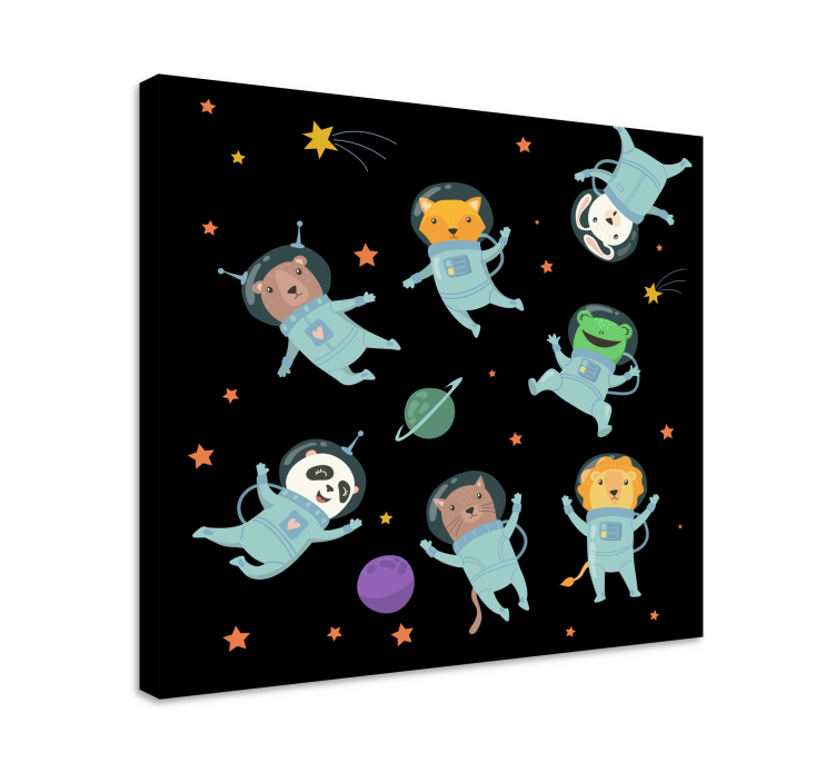 Animal astronauts in space nursery canvas - TenStickers