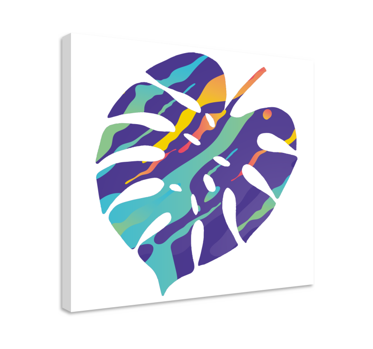 Colorful leaf abstract art geometric canvas - TenStickers