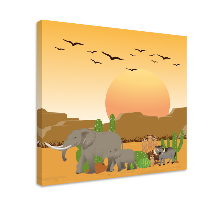 Elephant wallart desert safari artwork - TenStickers