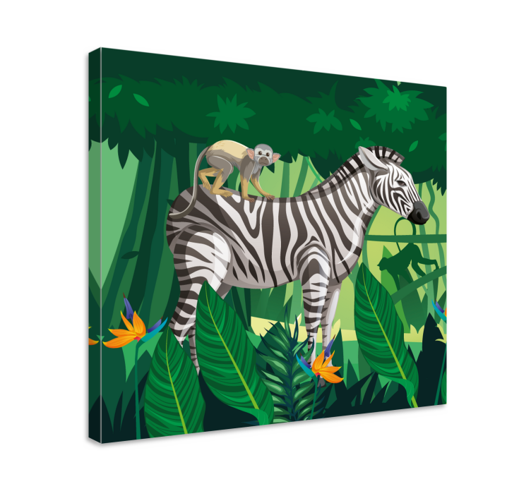 Animal canvas wall art zebra and monkey - TenStickers