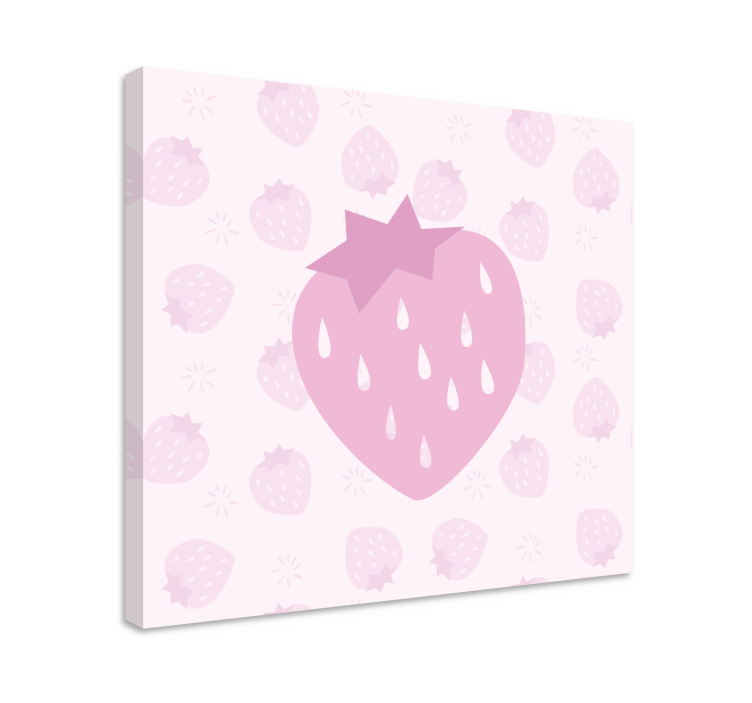 Fruit canvas wall art pink heart strawberry - TenStickers