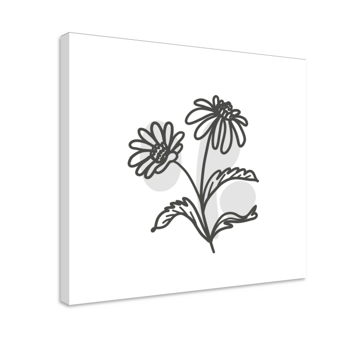 Line Art Flowers flower framed canvas - TenStickers