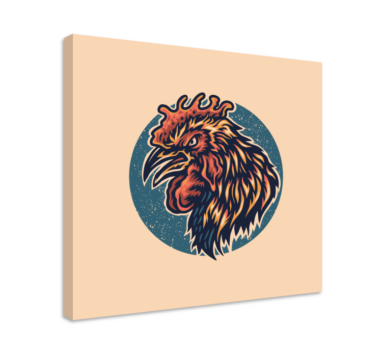 Animal canvas wall art rooster head portrait - TenStickers