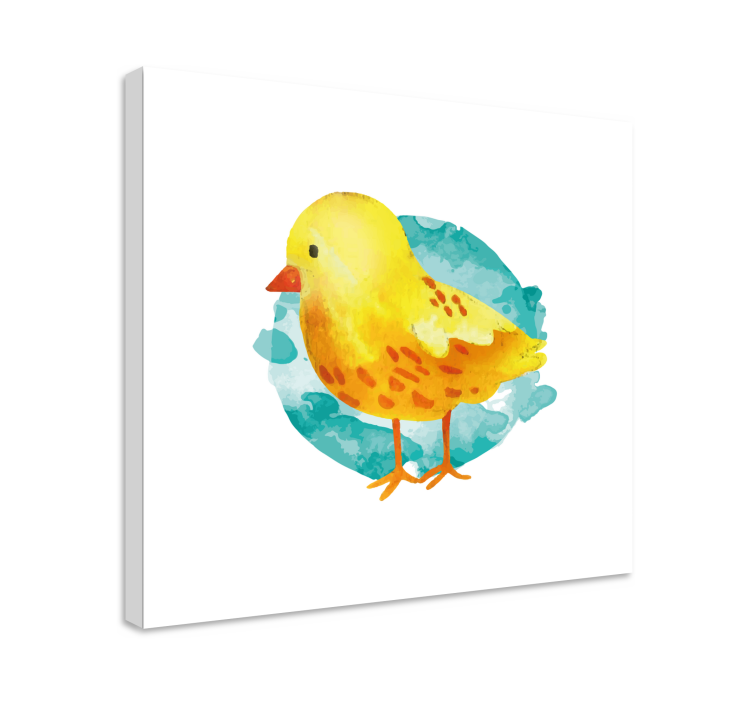Bird canvas wall art charming yellow chick - TenStickers